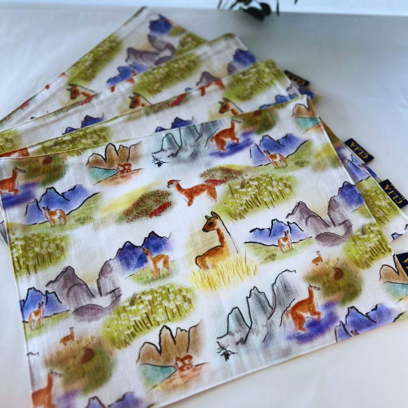 Set de 4 Individuales Lino Formato Grande "Guanaco" – Fauna Nativa