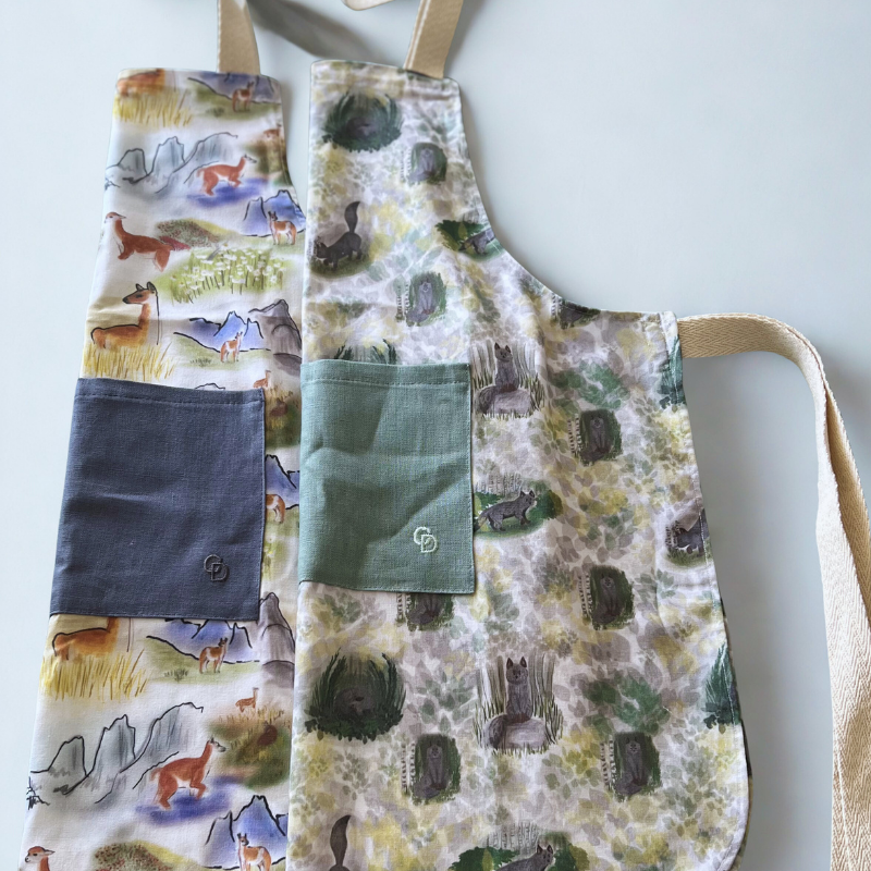 🌿 Delantal de Lino Premium "Fauna Nativa" – Diseño de Autor