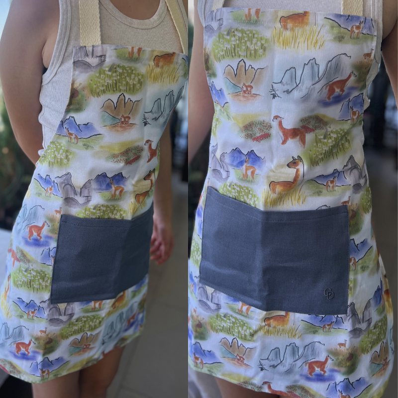 🌿 Delantal de Lino Premium "Fauna Nativa" – Diseño de Autor
