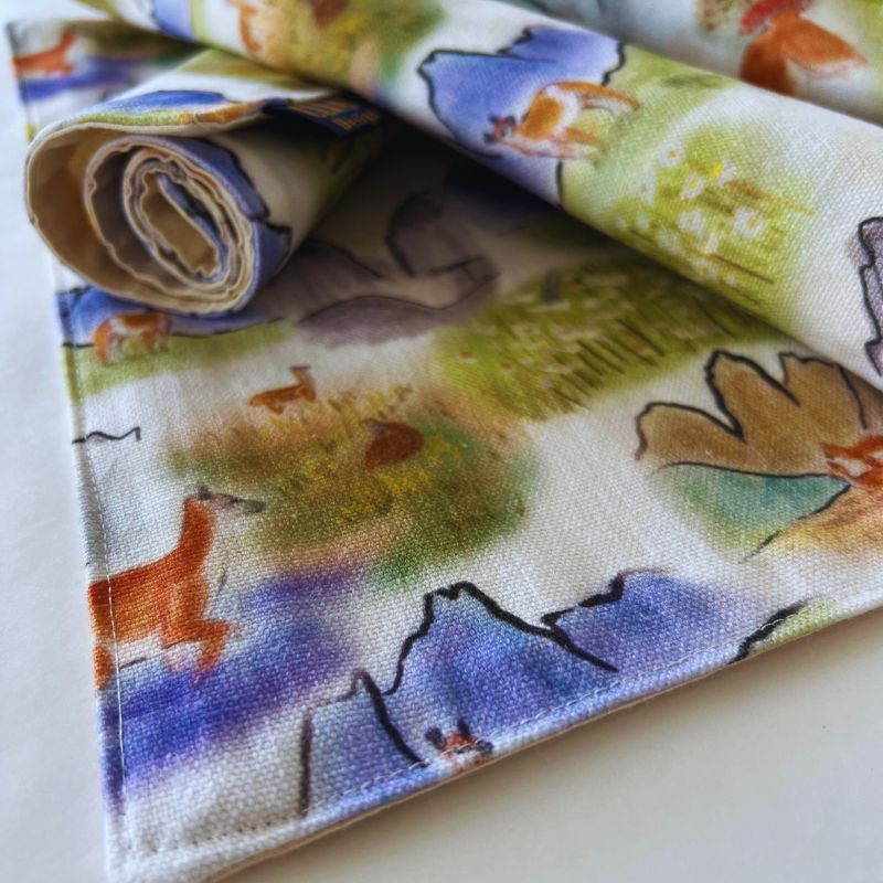 Set de 4 Individuales Lino Formato Grande "Guanaco" – Fauna Nativa