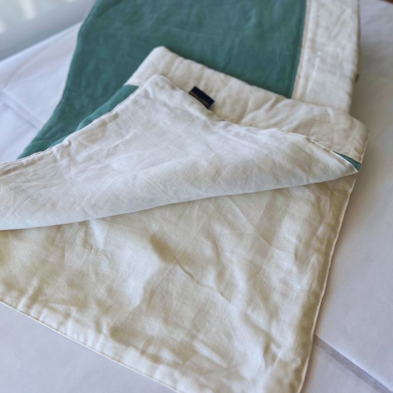 Piecera 100% Lino Reversible – Verde Agua & Crudo