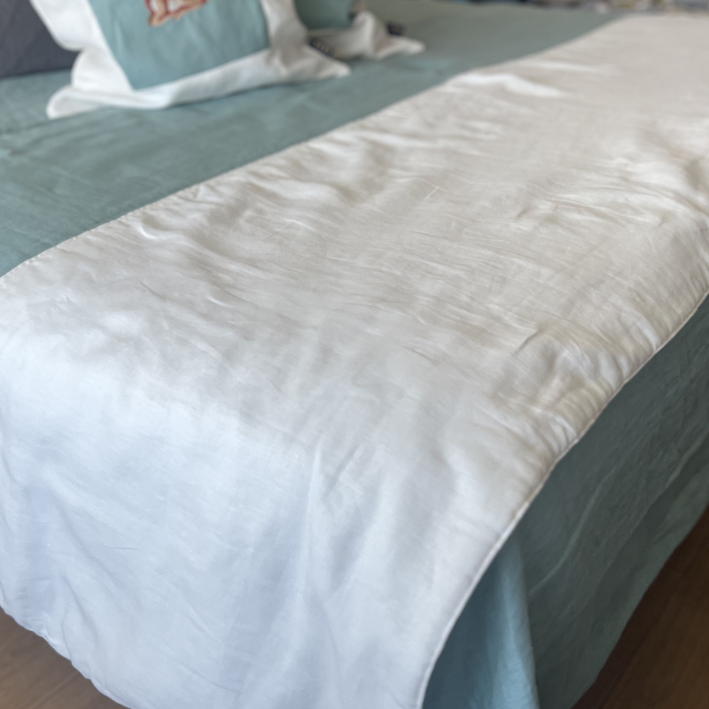 Piecera 100% Lino Reversible – Verde Agua & Crudo