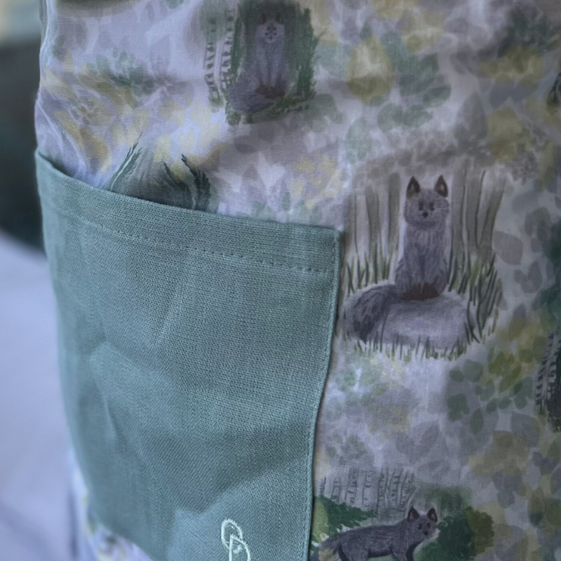 🌿 Delantal de Lino Premium "Fauna Nativa" – Diseño de Autor