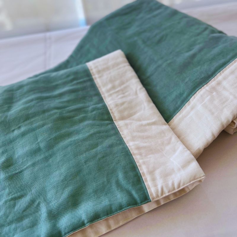 Piecera 100% Lino Reversible – Verde Agua & Crudo