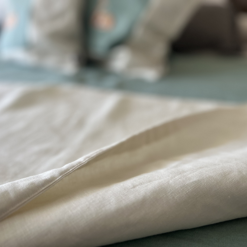 Piecera 100% Lino Reversible – Verde Agua & Crudo