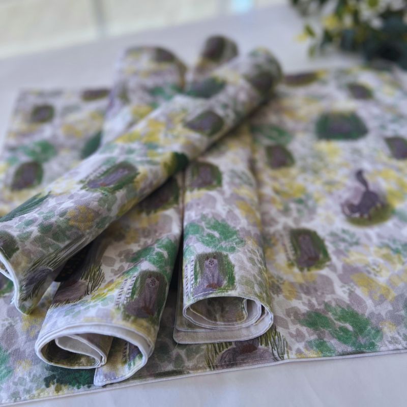 Set de 4 Individuales Lino Premium – Fauna Nativa Verde