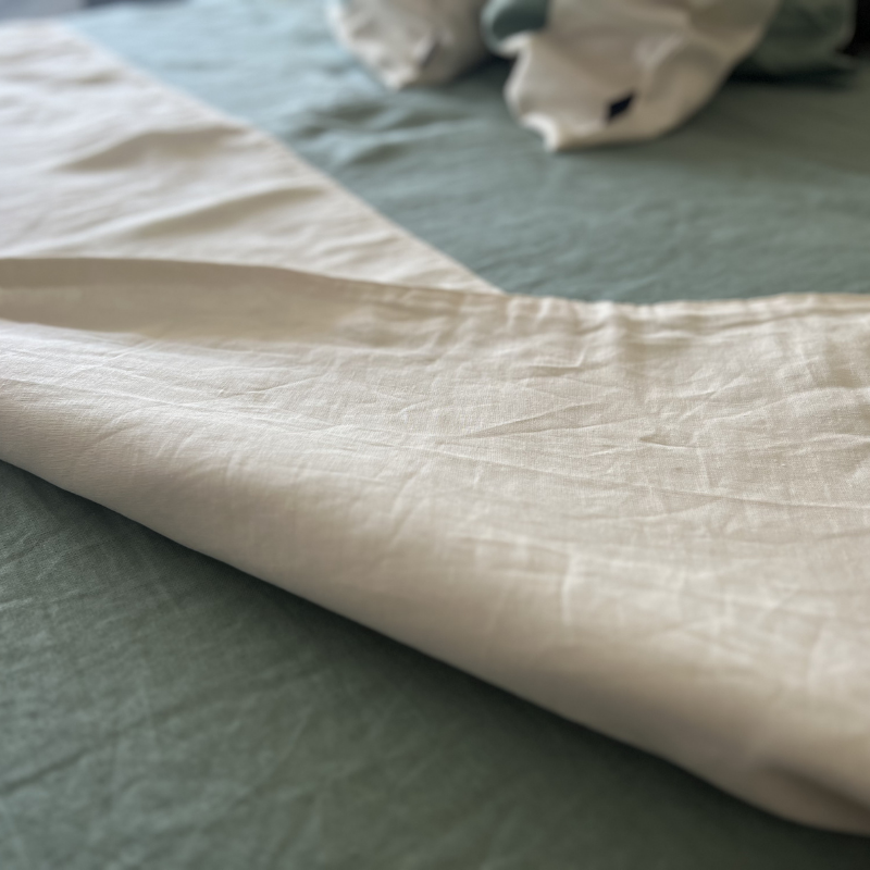 Piecera 100% Lino Reversible – Verde Agua & Crudo