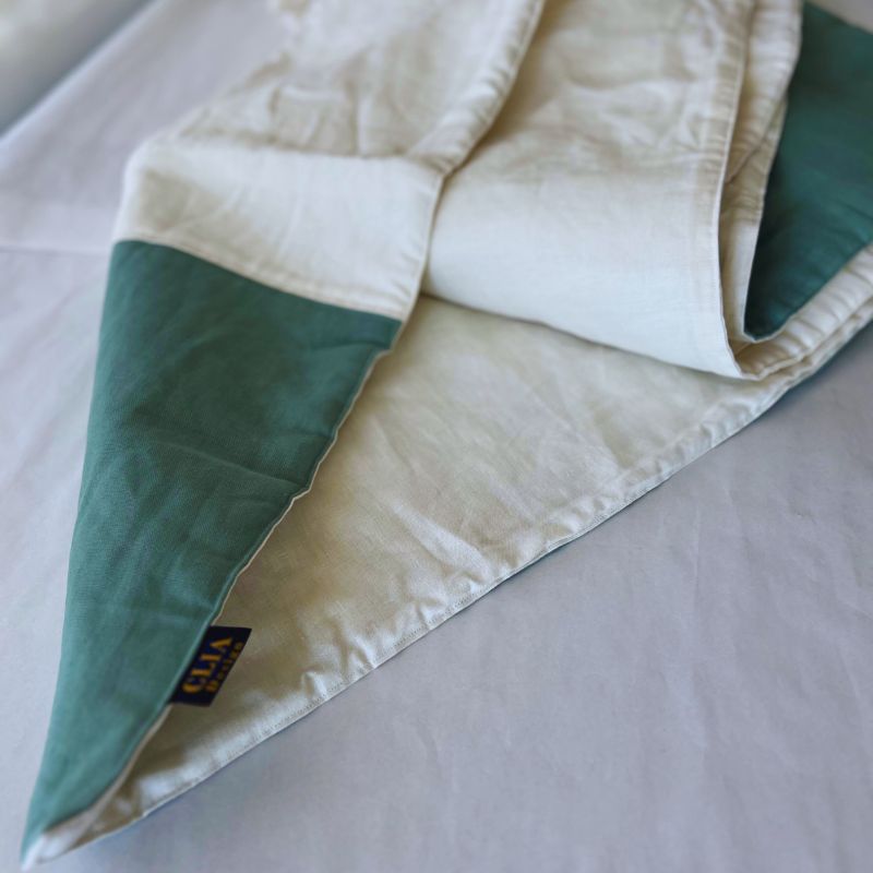 Piecera 100% Lino Reversible – Verde Agua & Crudo