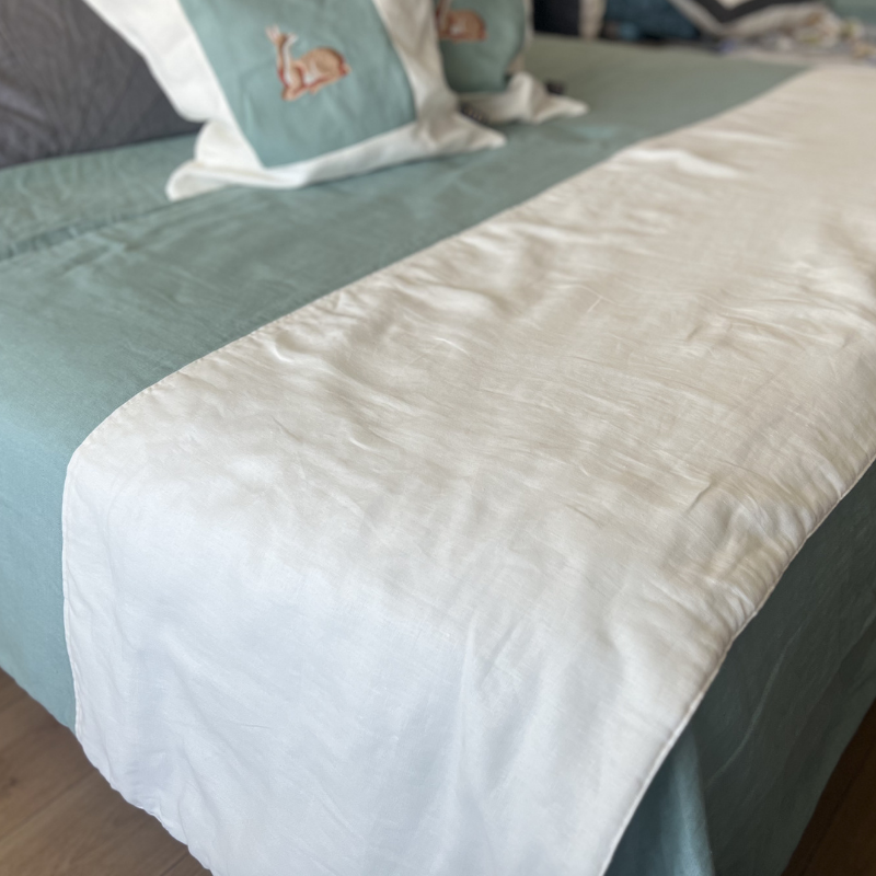 Piecera 100% Lino Reversible – Verde Agua & Crudo