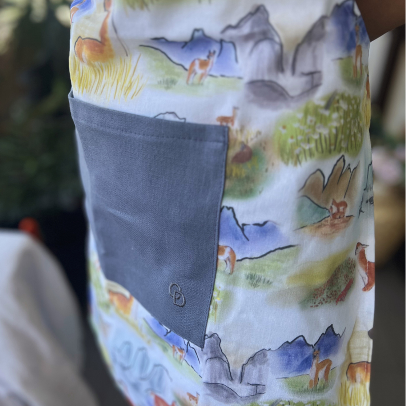 🌿 Delantal de Lino Premium "Fauna Nativa" – Diseño de Autor