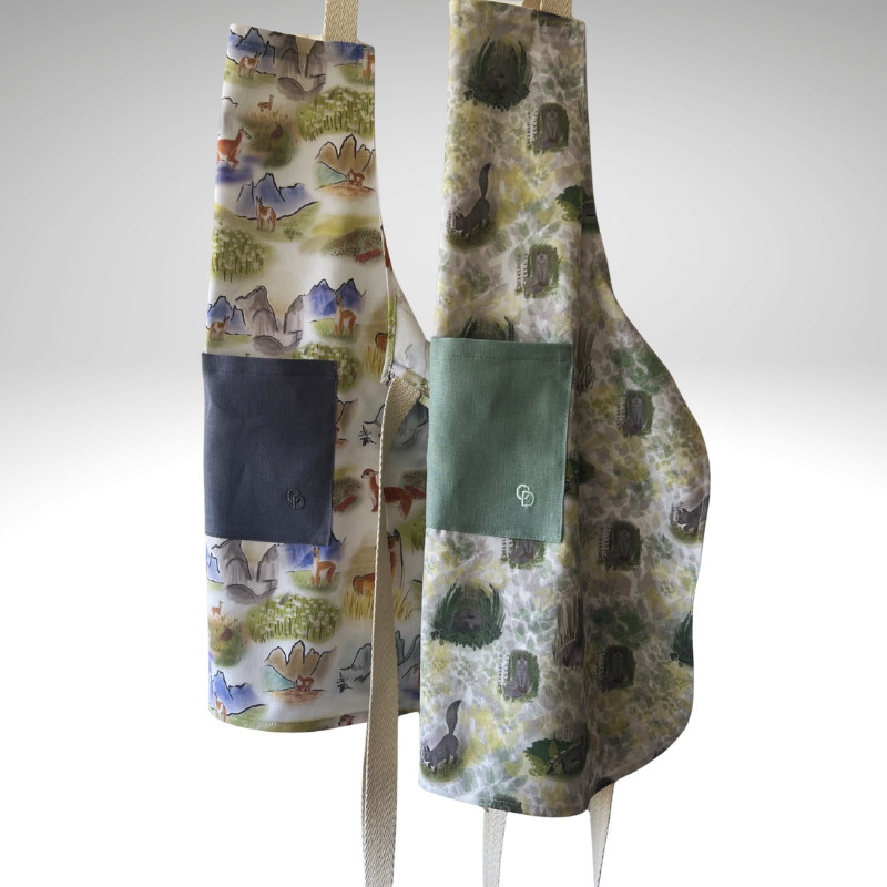 🌿 Delantal de Lino Premium "Fauna Nativa" – Diseño de Autor